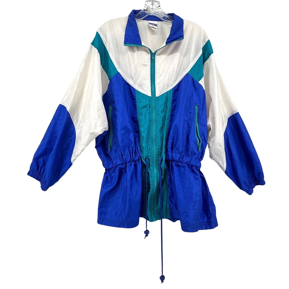 Vintage Pro Spirit Colorblock Windbreaker Jacket 90s Sporty Womens Large‎